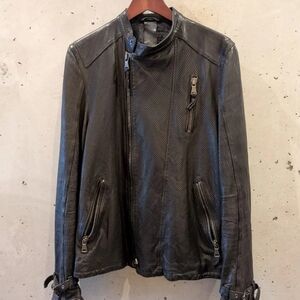 Men's Black Leather Biker Jacket